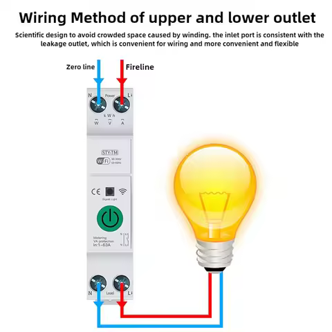 Tuya WIFI Smart Circuit Breaker 63A Din Rail Metering Monitoring Timer Relay for Smart Home Wifi Rem