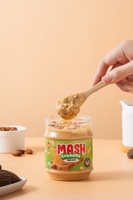 Mash Crunchy Peanut Butter  (เนยถั่วคลีน ทาขนมปัง ชนิดบดหยาบ) Non GMO & Gluten FREE US Recipe 340g