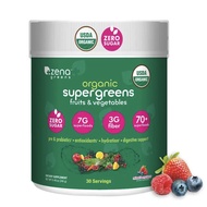 Zena Greens Organic SuperGreens Powder | 30 Day Tub | 70+ Superfood Ingredients | 3G Fiber | 0 Sugar