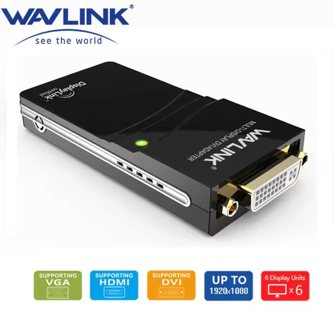 Wavlink USB 2.0 to DVI/VGA/HDMI Video Graphics Display Adapter (HDTV CRT LCD Projector) Displaylink 