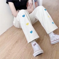 TRIVELA - Celana Panjang Hw Kulot Jeans Love / Kulot Jeans Love Putih Bersih / kulot love / KULOTLOV