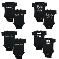 Twin Baby Onesies Two Piece Ctrl + V Ctrl + C Copy and Paste Infant Baby Short Sleeve Bodysuits Baby