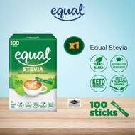 EQUAL STEVIA 100% Natural Zero Calorie Sweetener (100 Sticks)