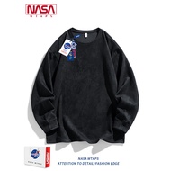 NASA WTAPS Early Autumn Sweatshirt Men American Style Suede Street Wear Round Neck Top Solid Color C