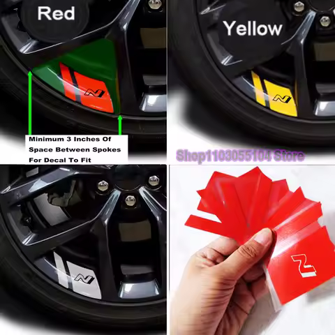 6pcs N performance Car Wheel Rim Sticker Vinyl Decal For Hyundai i30 i20 i10 i40 Tucson Kona Sonata 
