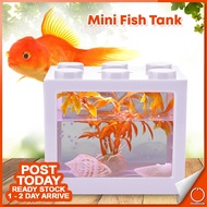 𝗟𝗘𝗗 USB Betta Fish Mini Aquarium Tank Fighting Cylinder Rumble Kotak Tangki Ikan Akuarium Kecil Plas