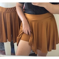 WOMEN SPORTS PLAIN SKORT HIGH WAIST Skirt with Inner Cycling Short for Women SILKY NYLON FABRIC Flow