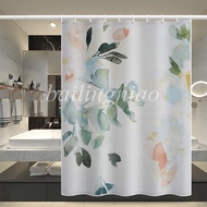 Nordic Hand-Painted Leaf Watercolor Painting Waterproof Polyester Cloth Shower Curtain Partition Doo