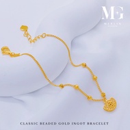 Merlin Goldsmith 22K 916 Gold Classic Beaded Gold Ingot Bracelet
