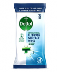 DETTOL Surface Wipes 30s    滴露 99.9% 殺菌消毒清潔濕紙巾 30s  (大)
