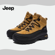 JEEP Men's Autumn Winter High-Top Lace-Up Hiking Shoes Wear-Resistant Shock-Absorbing Field Camping 