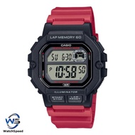 Casio Red WS-1400H-4A WS1400H Dual Time Lap Memory LCD Alarm Unisex Sports LED Watch