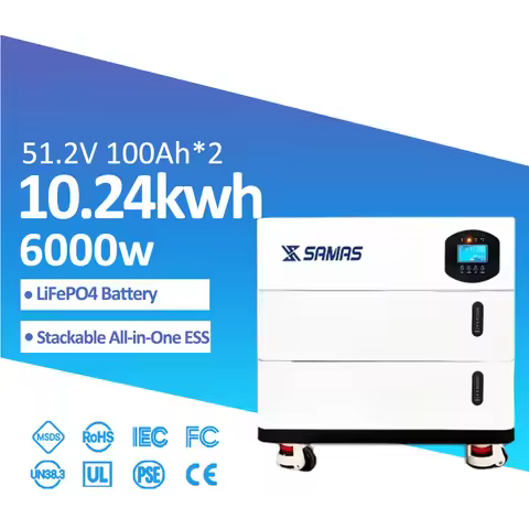 SAMAS All-in-One Stackable ESS 10KWh 5.5KW Vertical Solar Battery Storage System Hybrid Inverter for
