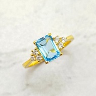 天然藍色托帕石戒指，14k 金藍色托帕石戒指，金戒指，寶石戒指