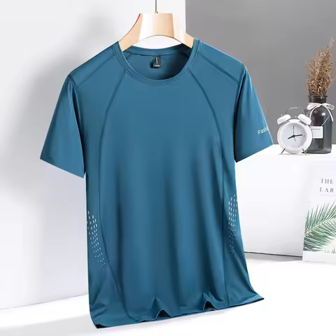 For 2024 Summer T Shirt Fashion Short Sleeves Quick Dry Running Casual Men'S T-Shirts Oversize 7XL 8