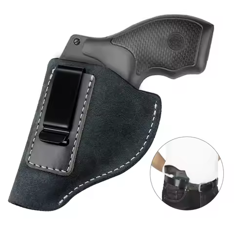 IWB Leather Holster Concealed Carry Gun Holster Suede Leather Pistol Holster Belt Clip J Frame Revol