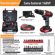 Bonkyo 168vf Bor Mesin Elektrik Drill 10mm Set Reversible Mesin Bor Tangan Listrik