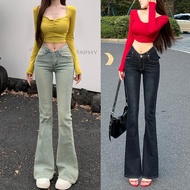 Ultra Low V-Waist Flare Jeans Women Y2K | Seluar Jeans Perempuan Rendah 3 Warna 3 Panjang