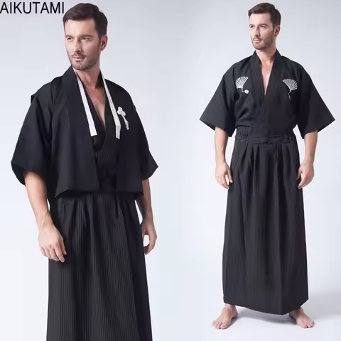 Wushu Uniforms Japanese Traditional Samurai Clothing Loose Ninja Gongfu Cosplay Costume Hakama Jiu J