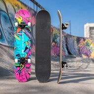 Skateboard Papan Luncur Profesional | 7-Ply Maple Deck | 95A Wheels Chrome Bearings | Portable Outdo
