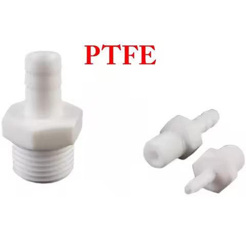 M5 M6 1/8" 1/4" 3/8" 1/2" -2" BSP Male X 2 -50mm Hose Barb Nipple PTFE Pipe Fitting Connector Adapte