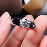 T Trendy Men's Ring Pt950 Platinum Plated Simulation Diamond Ring 2 Carat Moissanite Ring Men's Wedd