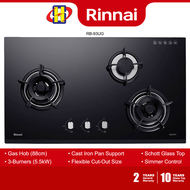 Rinnai Built-In Hob (88CM/5.5kW) 3-Burner Cast Iron Pan Support Hyper Burner Gas Hob RB-93UG