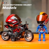 NARCISSUS13A0E Motorcycle Helmets Rider Model, Q Edition Alloy Action Figure Doll, 1:12 Simulated Mo