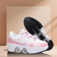 Roller Skates Shoes Retractable Four-Wheel LED Lighting wheeled shoes - Teenagers Adult Fashion Snea