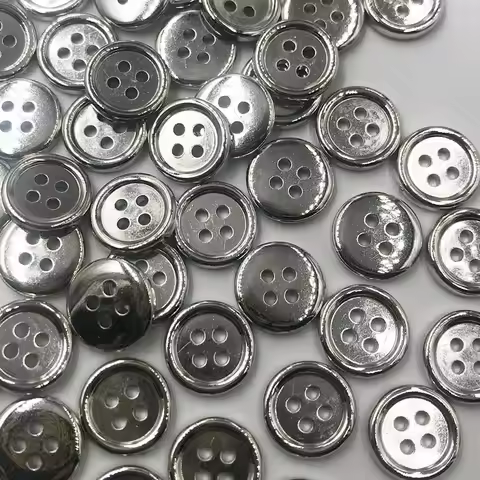 100pcs Silver Plastic Buttons 12mm Sewing Craft 4 Holes PH286