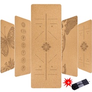 6mm Natural Cork TPE Printed Yoga Mat Non-slip Esterilla Yoga Sweat-absorbing Home Fitness Pad Gymna