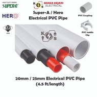 4.5 Feet (1.37m) 20mm 3/4" & 25mm 1" inch PVC Electrical Conduit Pipe / Paip Electrik Sirim / Pipe W