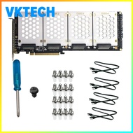 [Vktech]4-Port PCI-E 4.0 16X 2.5Inch SATA Adapter Card Motherboard Support PCIe X4x4x4x4 Bifurcation