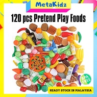 MetaKidz 120 Pcs Plastic Toy Set Kitchen Pretend Play Toy Mainan Masak Masak Cutting Food Toy Mainan