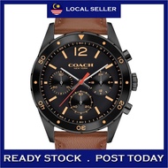 [100% Original & Free Bracelet] Coach SULLIVAN SPORT Chronograph Leather Men Watch Jam Tangan Lelaki