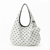 Beach tote BAG with cute little velvet BOW pattern and heart charm - BOW BAG sewn by Miramori tote b