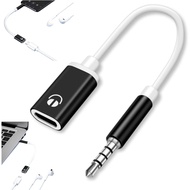 Penyesuai Type-C ke Jack Fon Kepala 3.5mm, Kabel Audio Hitam, Serasi dengan Telefon Pintar, Tablet, 