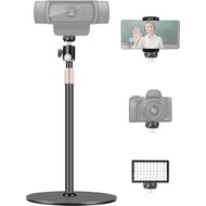 Webcam Stand, Upgraded 23.8'' Height Adjustable Desktop Mount with Cell Phone Clamp for Logitech C922 C930e C920S C920 C615 C960 C920x BRIO 4K and Other Devices with 1/4" Thread