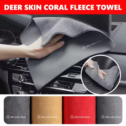 For Benz Car Cleaning Cloth Deer Skin Coral Soft Towel Auto Washing Tool Accessories AMG CLA CLS C18