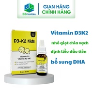 Vitamin D3K2 Kids Dosage Drops Supplement DHA - Helps Children Grow Taller - 20mL box