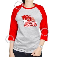 Id Top Raglan T-ShirtWanita 7/8 Size S/M/L/XL/XXL Women's T-Shirt LatestWanita Independence motif 17