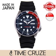 [Time Cruze] Seiko SKX009J Automatic Japan Made Divers Black Silicone Strap Dark Blue Dial Men Watch SKX009J1 SKX009