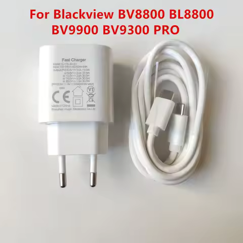 For Blackview BV8800 BL8800 BV9900 BV9300 PRO Phone EU Fast Charger Travel Adapter + 33W Type C To T
