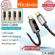 Mcdodo CA-668 Auto Power Off Cable Data Cable 100W Cable Fast Charging Cable Type-C Auto Off Cable 1