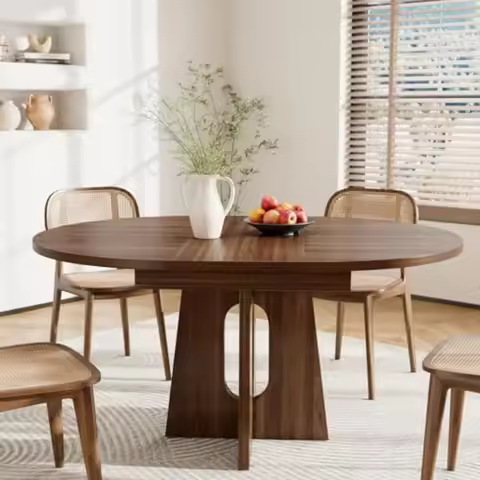 59-Inch Extendable Dining Table, Kitchen Table for 4-6 People