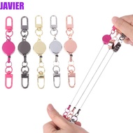 JAVIER Retractable Key Holder, Alloy Anti-theft Elastic Keychain, Retractable Badges Holder 21MM Dur