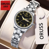 ORUSS Original Women Stainless Steel Dual Calendar Luxury Fashion Luminous Waterproof Silver Watch A