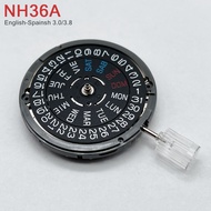 QAX  Japan Genuine NH36 Movement English-Spanish Datewheel Crown at 3.0/3.8 O'clock Mod NH36A Day-Da