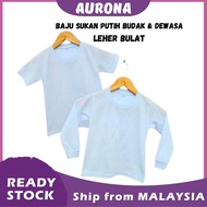 T-SHIRT PUTIH SUKAN BULAT LENGAN PENDEK & PANJANG SIZE 24-48 PRA SEKOLAH - (BACK TO SCHOOL PROMOTION