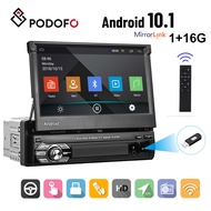 Podofo1 Din 7 Android 10.1วิทยุติดรถยนต์ Autoradio รถเครื่องเล่นมัลติมีเดีย GPS นำทาง Wifi Auto MP5 USB บลูทูธ FM ด้านหลังกล้อง